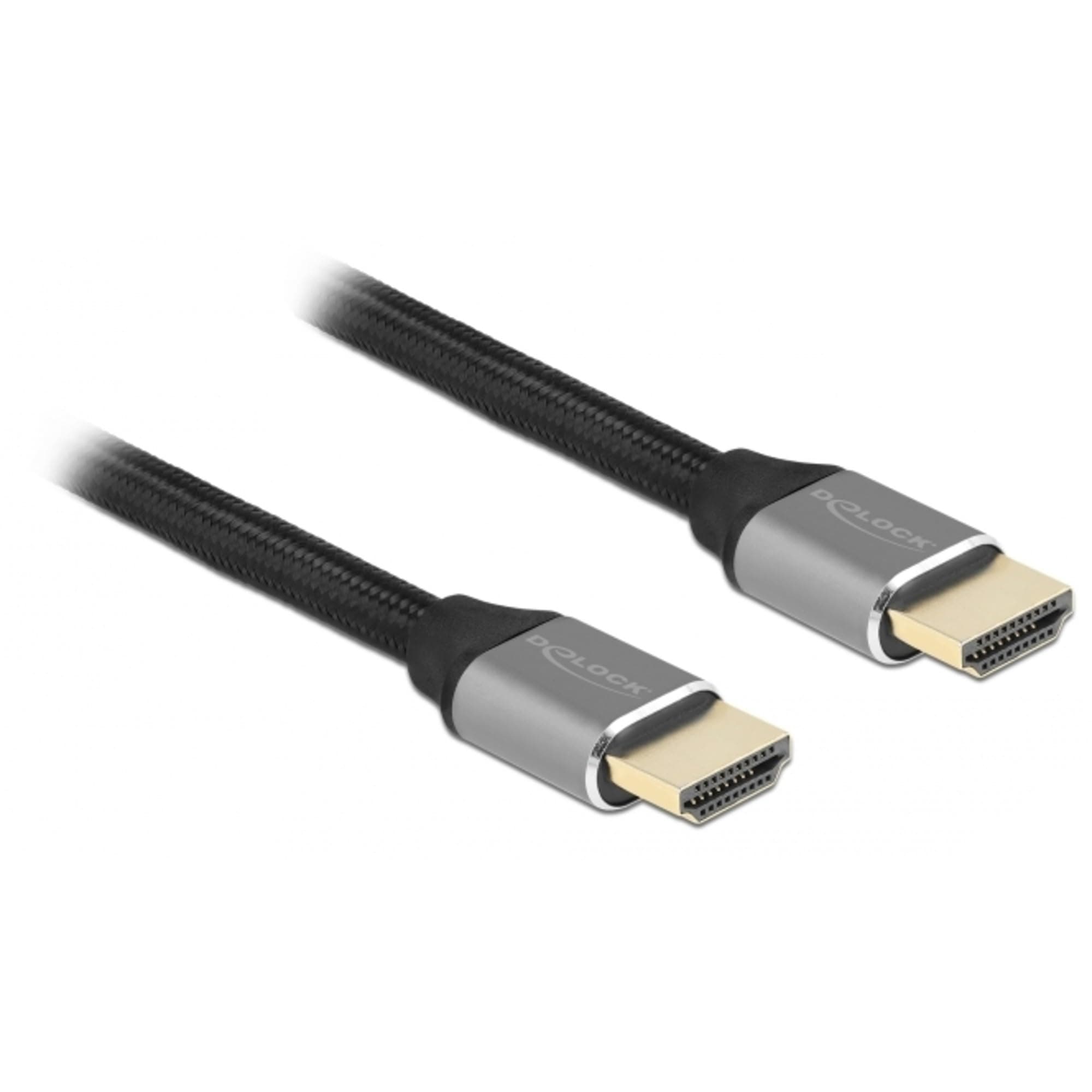 Кабел Delock Ultra High Speed, HDMI мъжко - HDMI мъжко, 48 Gbit/s, 8K 60 Hz, 2 м, Сив