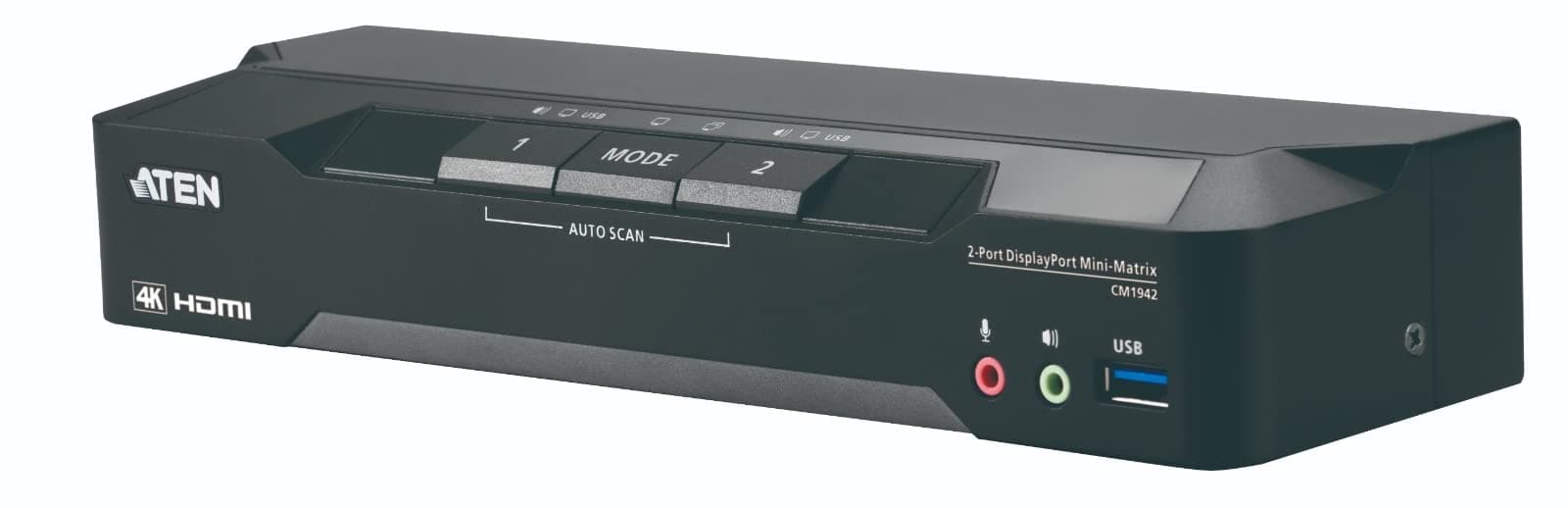 KVM превключвател, ATEN CM1942, 2-портов, USB, HDMI, DisplayPort, Mini-Matrix Boundless