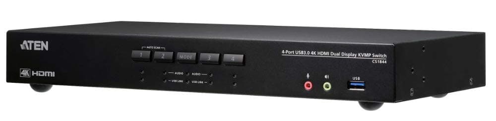 KVM превключвател ATEN CS1844-AT-G, 4 порта USB 3.0, За 2 HDMI монитора