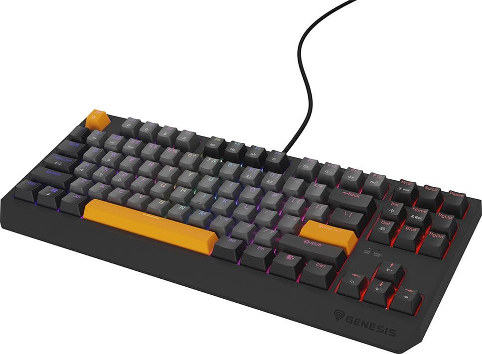 Genesis Gaming Keyboard Thor 230 TKL Anchor Gray Negative US RGB Mechanical Outemu Red