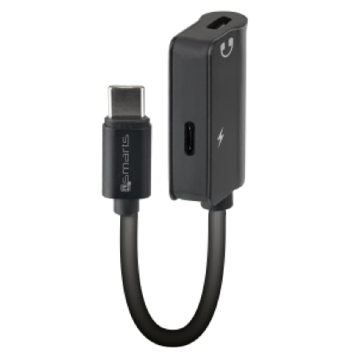 Пасивен USB-C адаптер с 2xUSB-C изхода за устройства с USB-C порт - 4smarts SoundSplit USB-C Male to 2xUSB-C Passive Female Audio Adapter (черен)