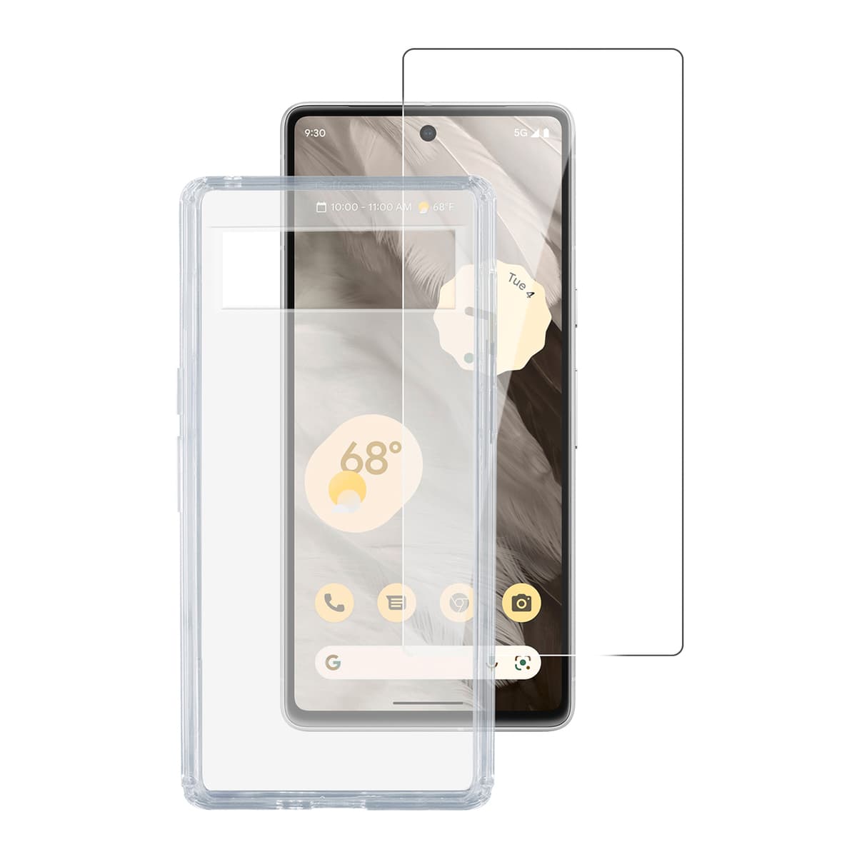 Тънък силиконов кейс и стъклено защитно покритие за дисплея на Google Pixel 8 - 4smarts 360° Starter Set (прозрачен)