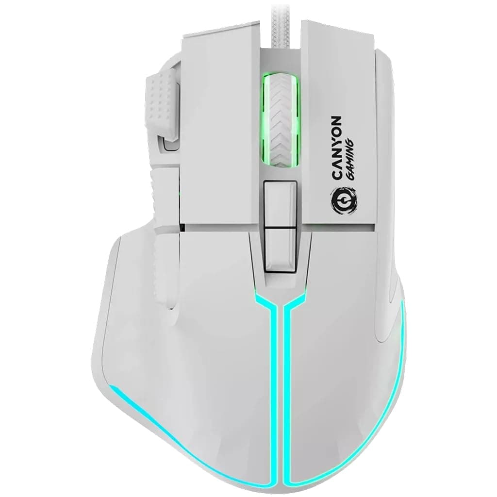 Мишка Canyon GM-636 Fortnax, оптична (20 000 dpi), USB, бяла, подсветка, гейминг, 9 бутона
