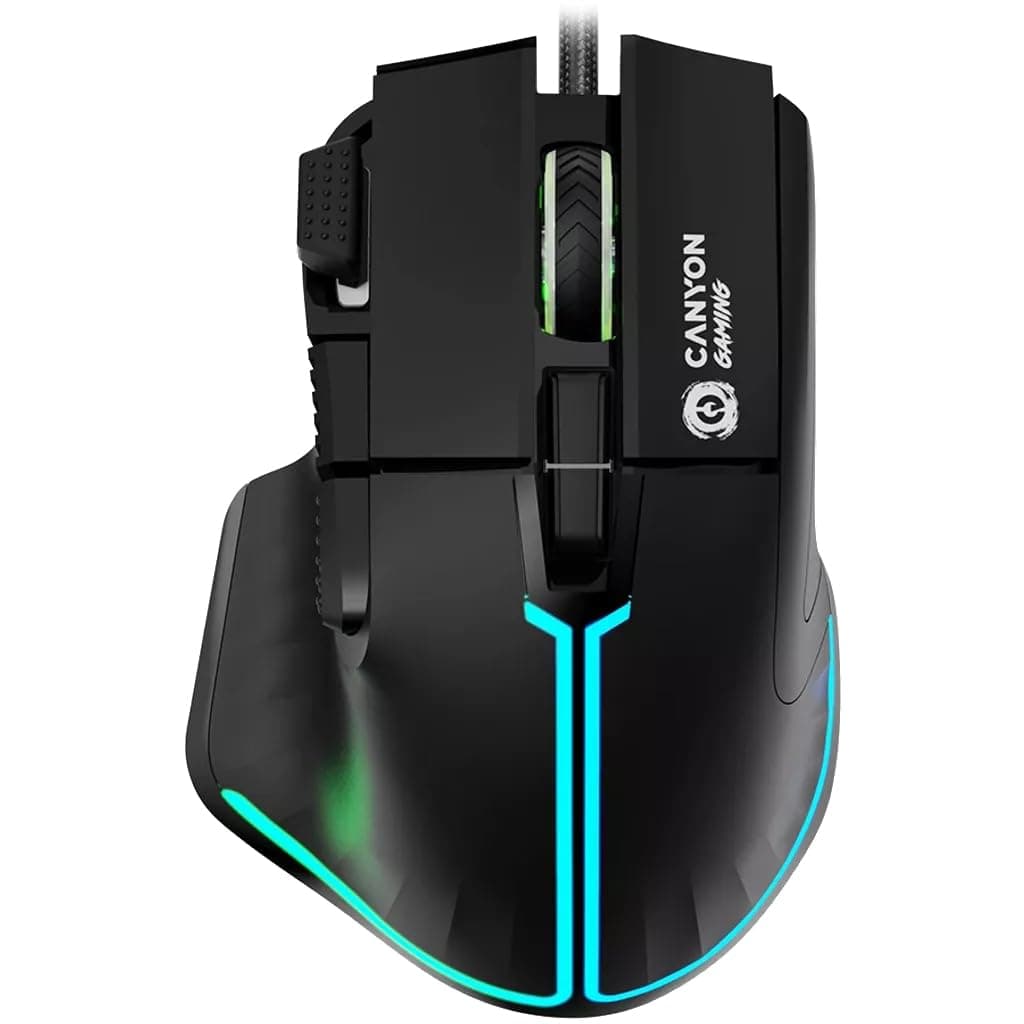 Мишка Canyon GM-636 Fortnax, оптична (20 000 dpi), USB, черна, подсветка, гейминг, 9 бутона