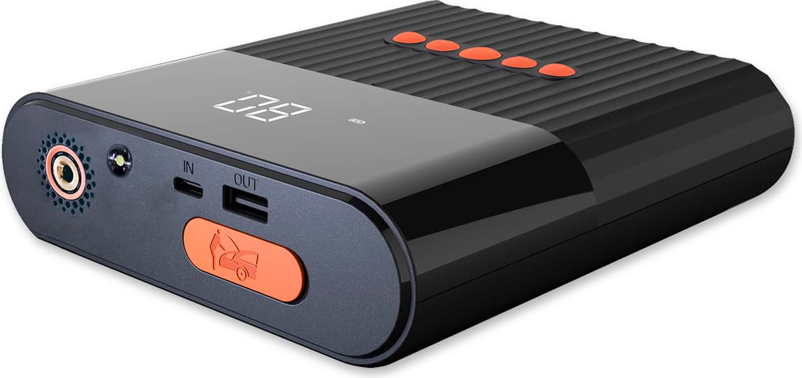 Качествена външна батерия 8800mAh, фенер, JumpStarter и компресор за автомобил - 4smarts Power Bank PitStop Plus 3in1 with Jump Starter and Compressor 8800mAh (черен)