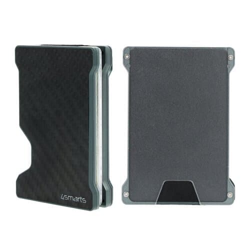 Алуминиев портфейл (джоб) за прикрепяне към iPhone с MagSafe - 4smarts UltiMag Magnetic Wallet with RFID Protection (тъмносив)