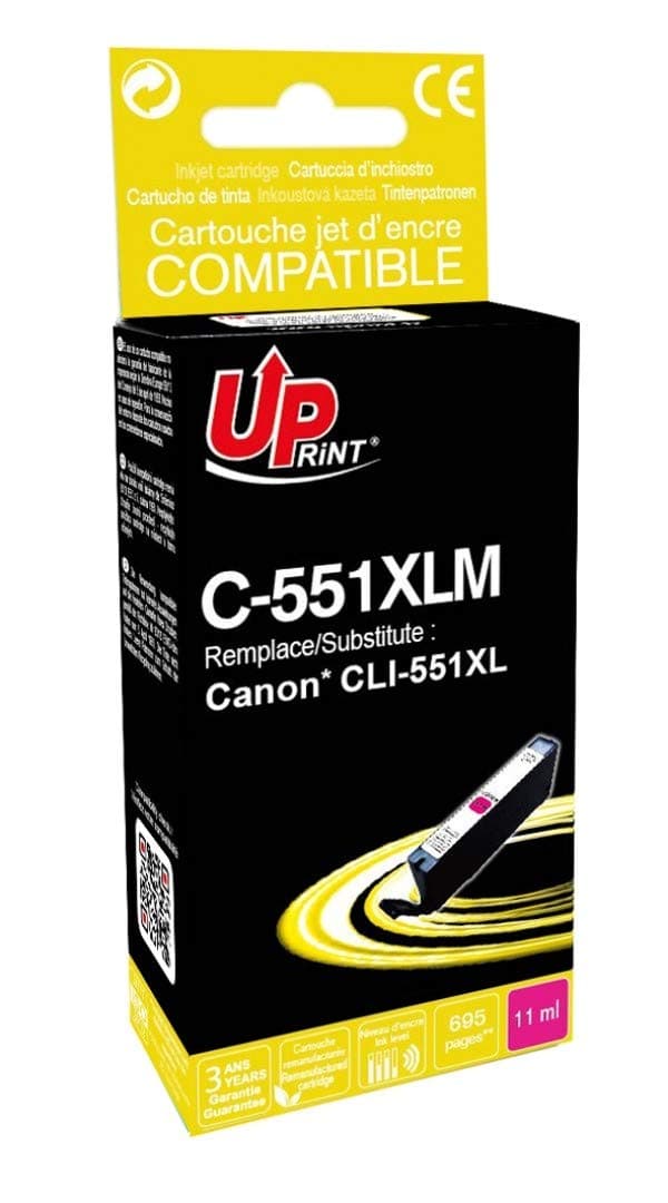 Мастилница UPRINT CLI-551XL CANON, С чип, Magenta