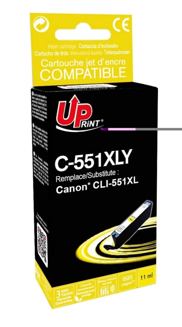 Мастилница UPRINT CLI-551XL CANON, С чип, Yellow