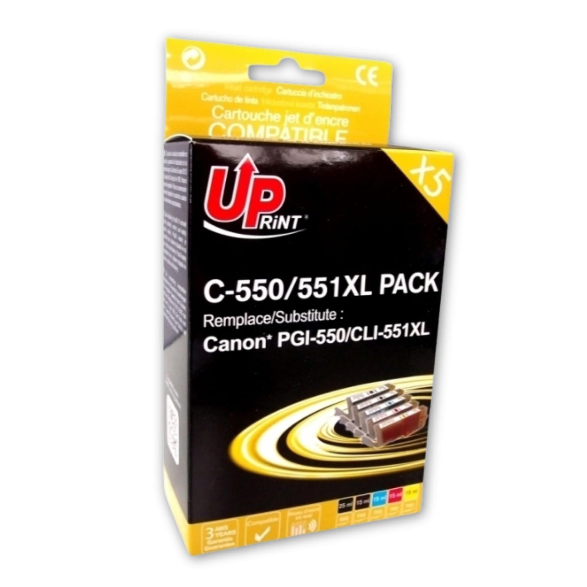 Комплект мастилници UPRINT -CANON PGI-550 + CLI-551BK/C/M/Y XL, 1x25ml+4x15ml