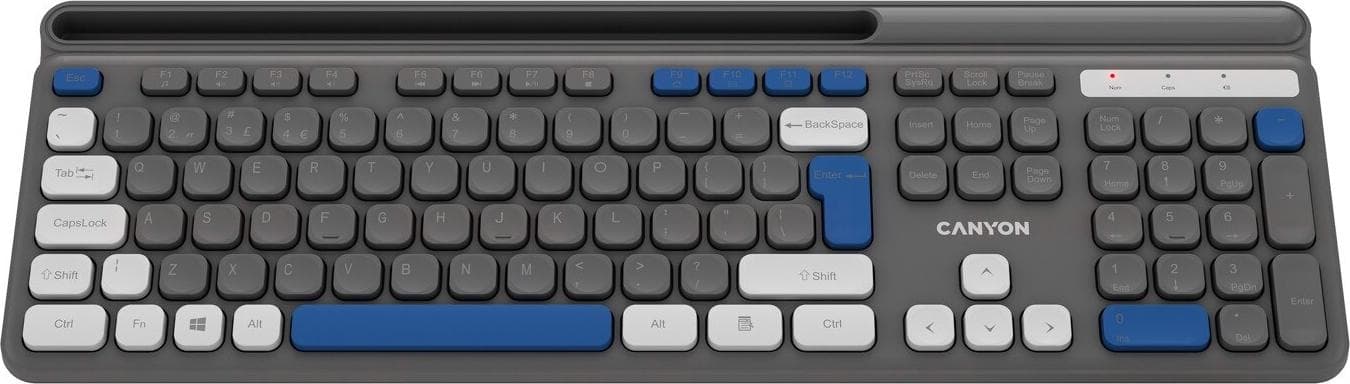 Клавиатура Canyon HKB-W03, безжична, Scissor суич, сива, USB