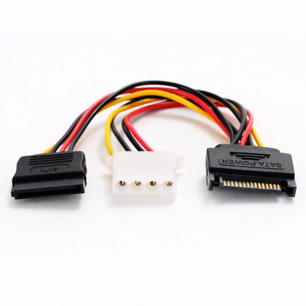 Кабел DeLock SATA 15 pin мъжко към Molex 4 pin женско + SATA 15 pin женско
