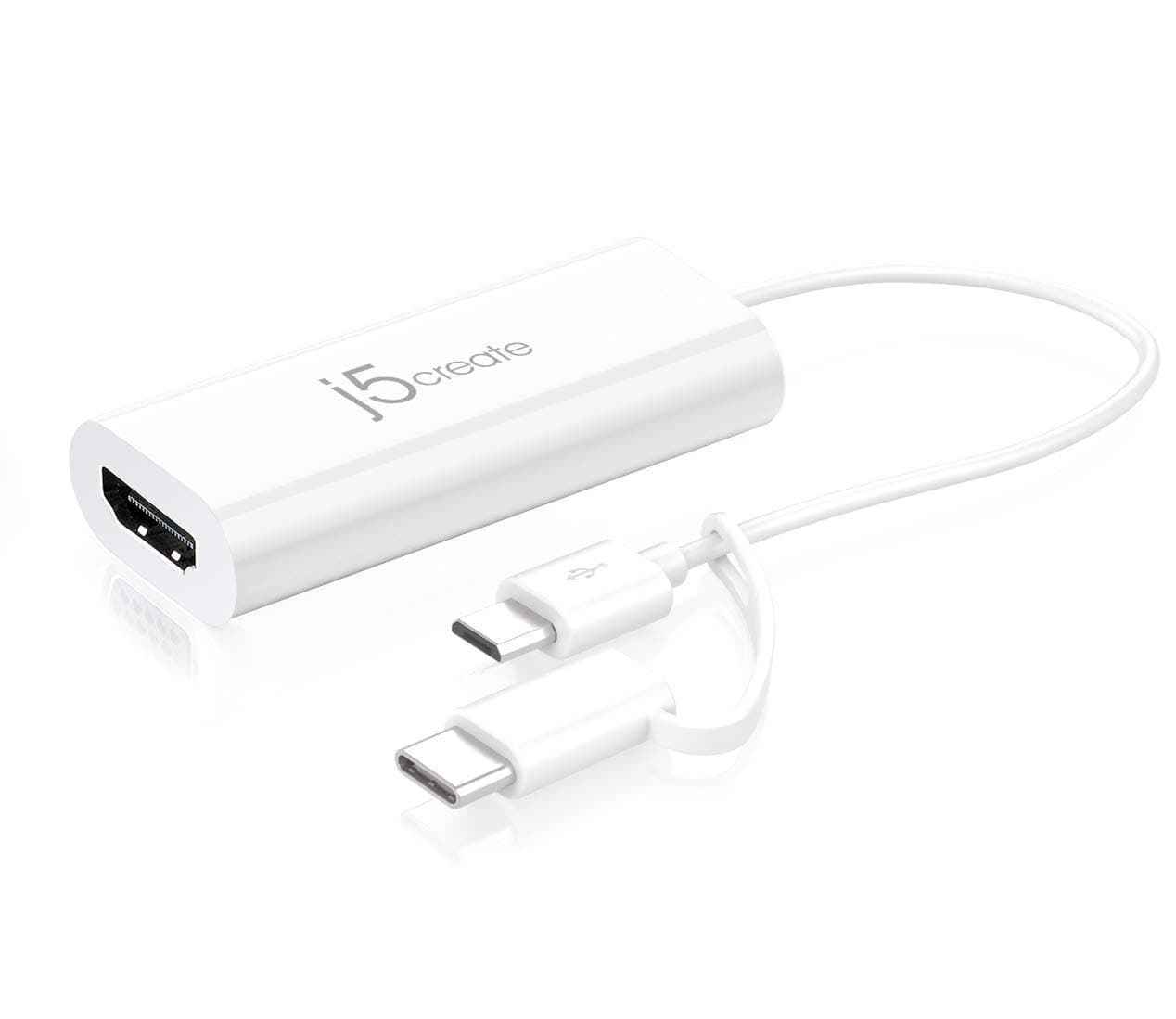 Видео адаптер j5create JUA165C, За андроид, USB-C/USB-B мъжко - HDMI женско, Бял