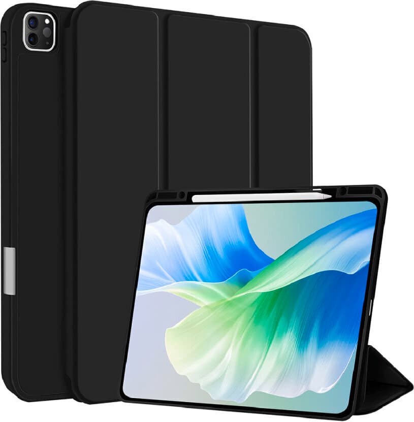 Полиуретанов калъф с поставка и отделение за Apple Pencil за iPad Pro 11 (2024) - 4smarts Folio Basic Case (черен)