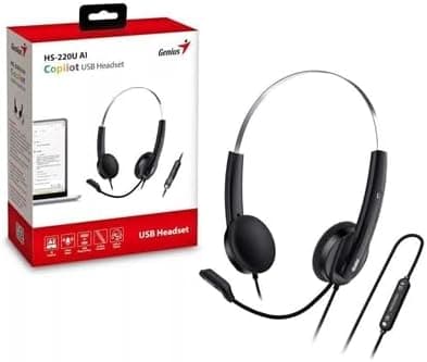 Слушалки Genius HS-220U, микрофон, USB-C, 20 Hz - 20 KHz, черни