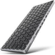 Клавиатура Axagon HMC-KB-US, 12 мултимедийни бутона, 3x USB-A(ж), 2x USB-C(ж), 1x HDMI(ж), 1x Jack 3.5mm, 1x SD четец, 1x microSD четец, сива