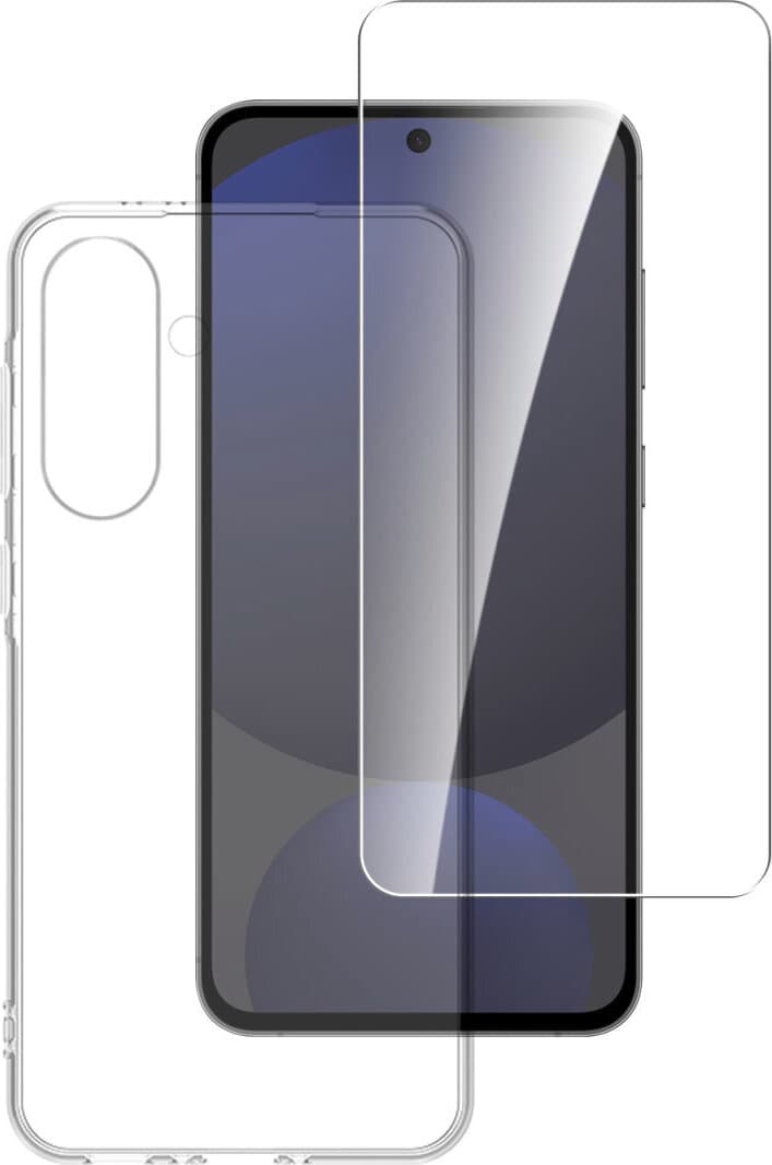 Тънък силиконов кейс и стъклено защитно покритие за дисплея на Samsung Galaxy A56 5G - 4smarts 360° Protection Set (прозрачен)