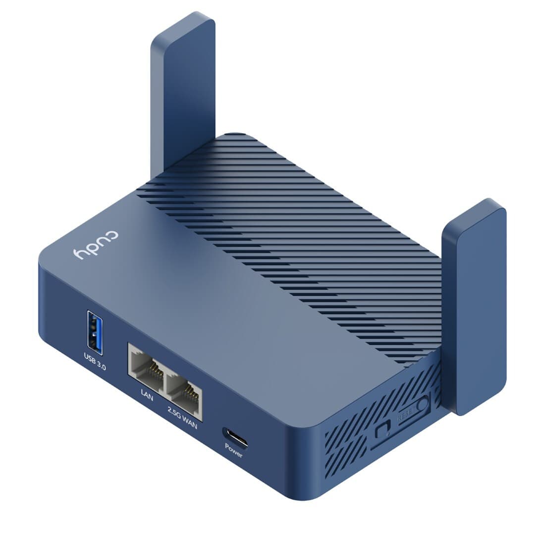 Безжичен рутер Cudy TR3000 VPN Travel router AX3000,2.5Ghz WAN,USB-C, 2 x антени,син