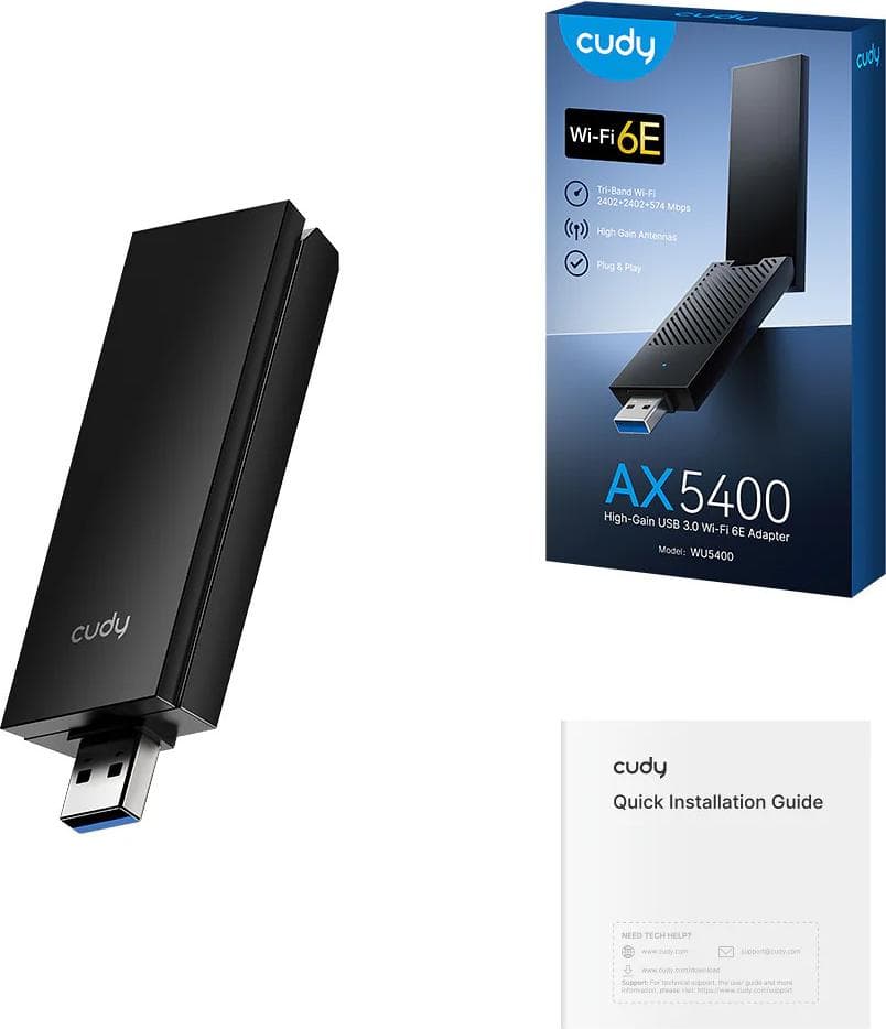 Мрежова карта Cudy WU5400, AX5400,Tri-band рутер WiFi6/6E,USB 3.0