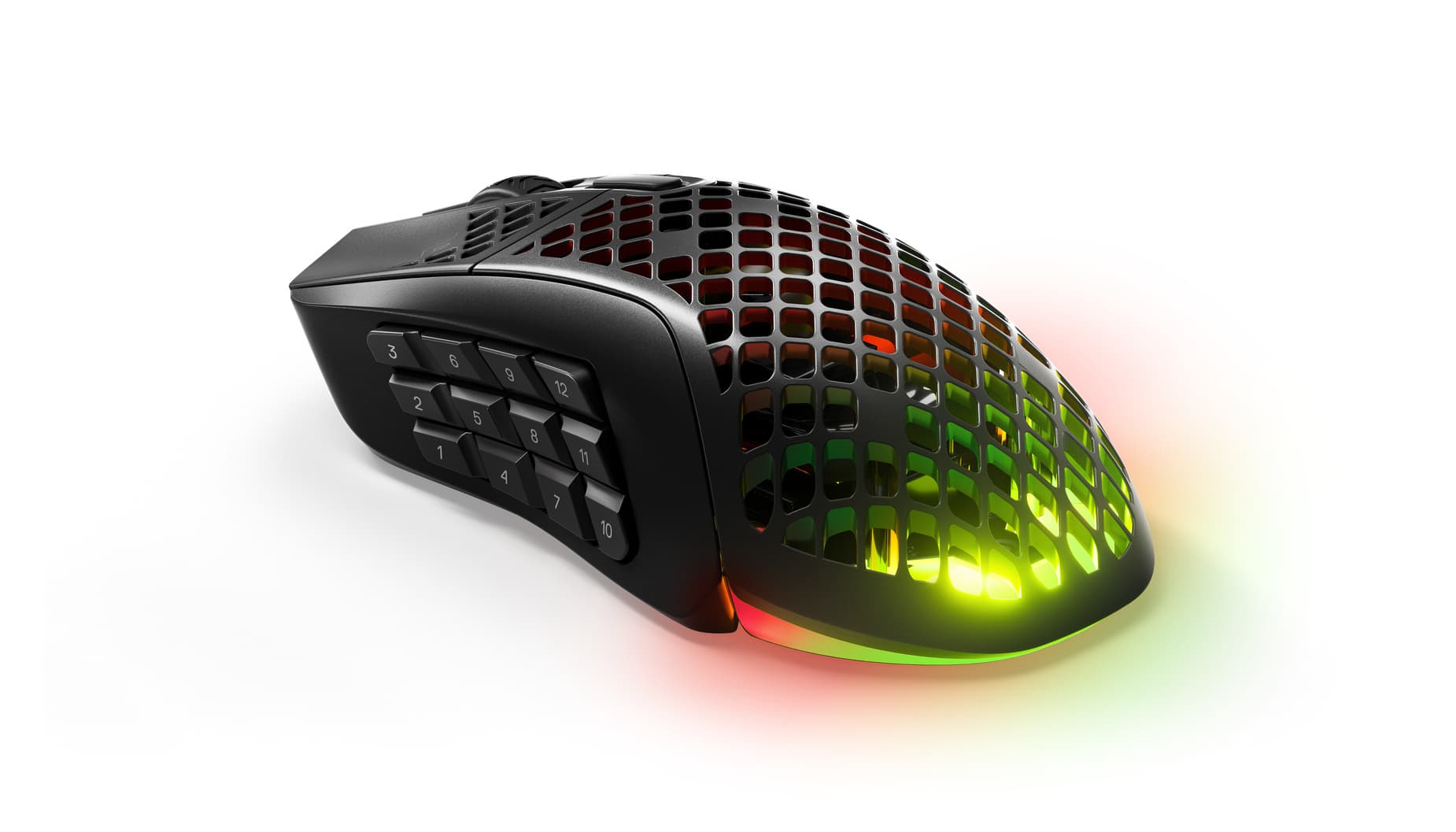 Мишка SteelSeries Aerox 9 Wireless, оптична (18 000 dpi), безжична, Wireless, Bluetooth, гейминг, AquaBarrier™ Protection, TrueMove Air оптичен сензор, 18 програмируеми бутони, RGB подсветка, черна