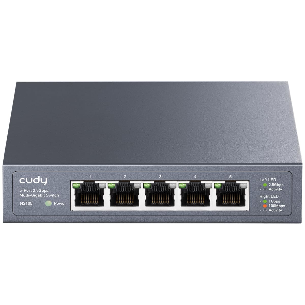 Суич Cudy HS105, 5x2.5G портов Gigabit Ethernet (RJ45), Метален корпус