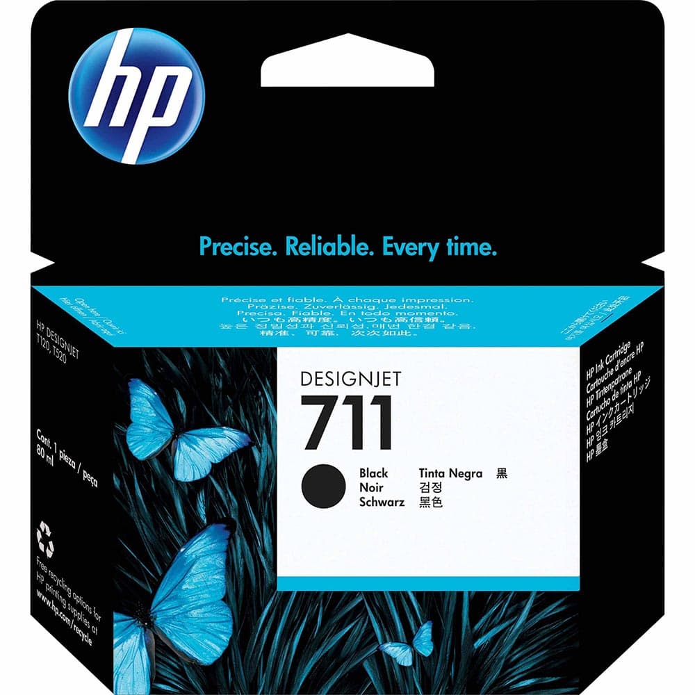 HP 711 оригинална касета с мастило CZ133A черна с голям капацитет 80 ml 1 опаковка