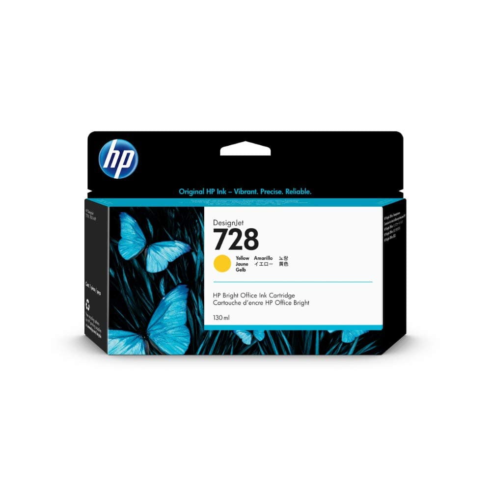 HP 728 оригинална касета с жълто мастило 130 ml F9J65A