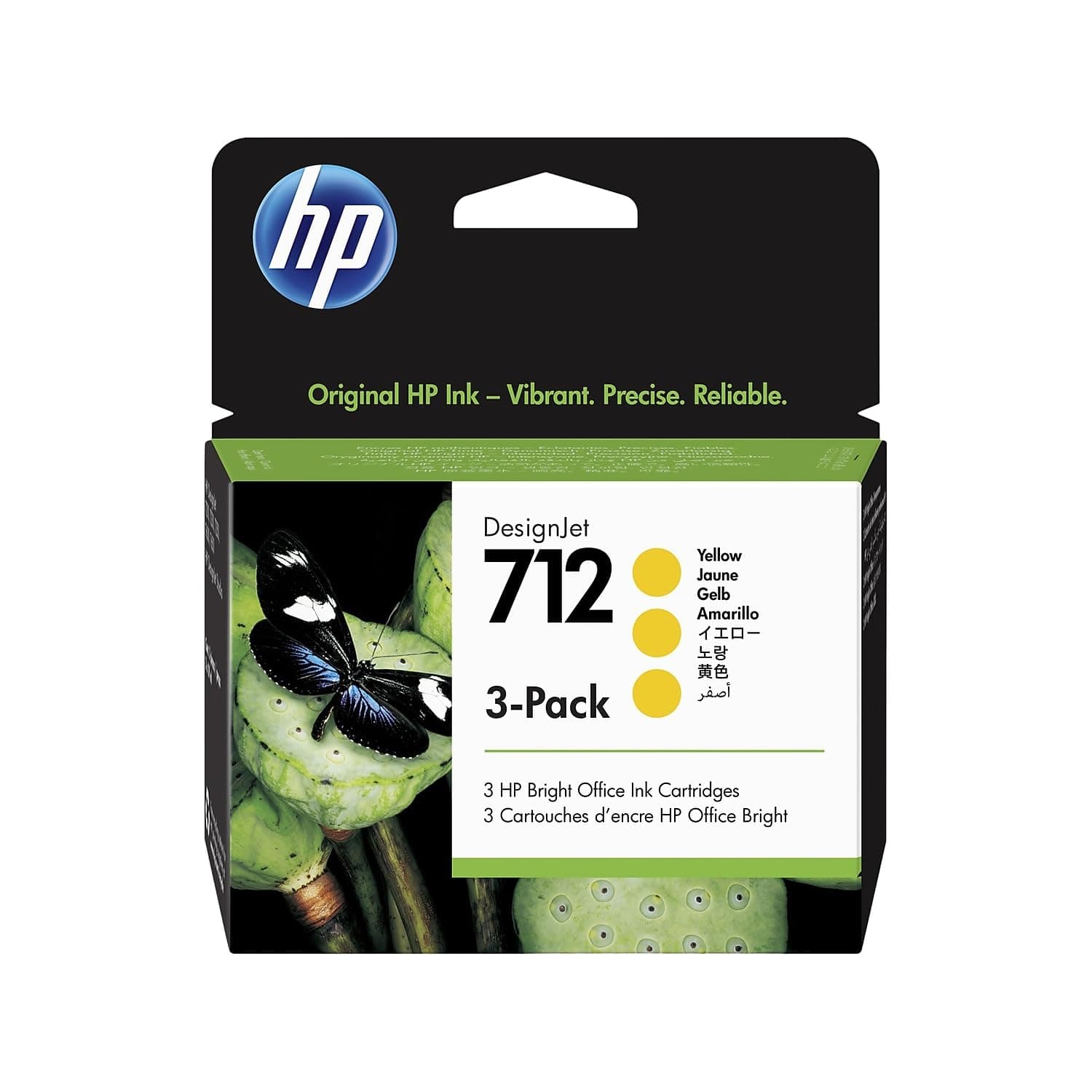 HP 712 3-Pack 29-ml жълта касета с мастило DesignJet