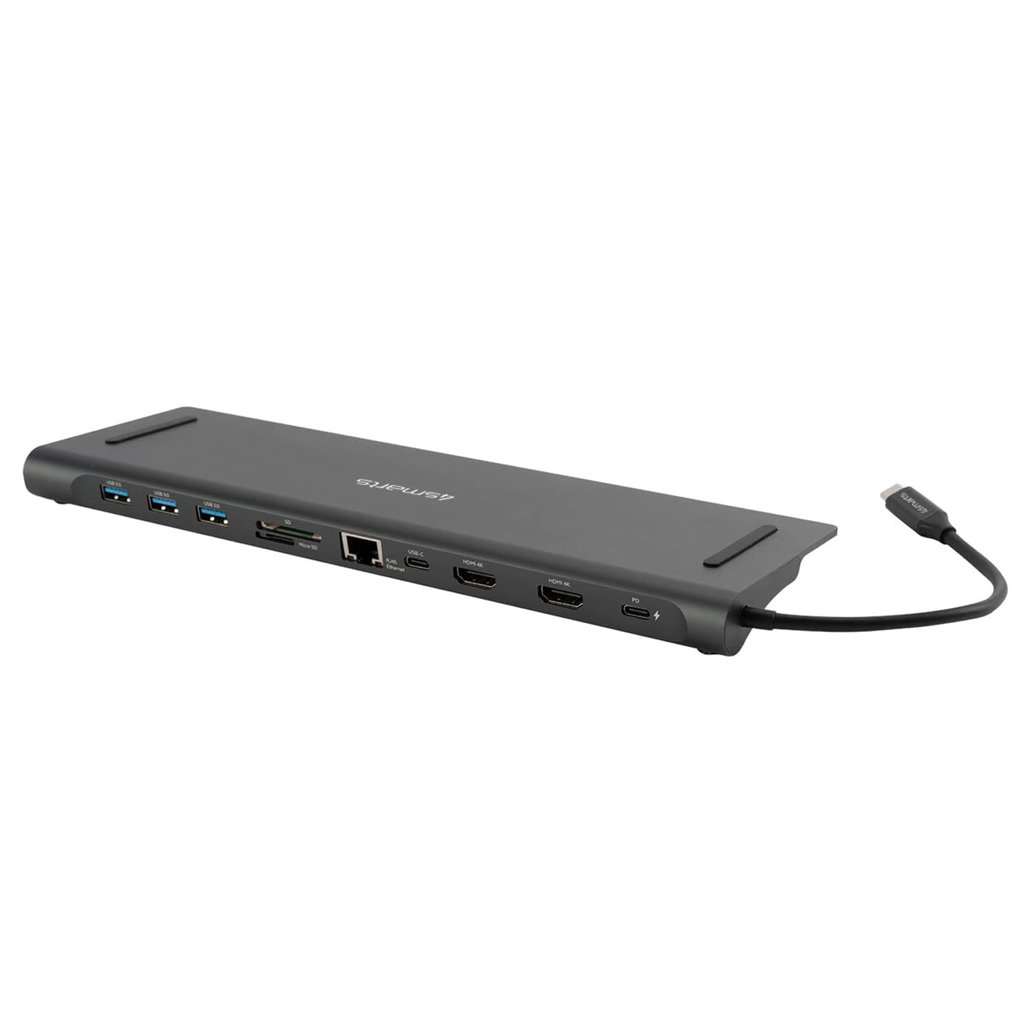 Мултифункционален хъб с DeX, Ethernet, HDMI, 3.5 mm jack, USB-C, USB 3.0 и четец за карти за Macbook и USB-C устройства - 4smarts 11-in-1 Multiscreen USB-C Hub with DeX (черен)