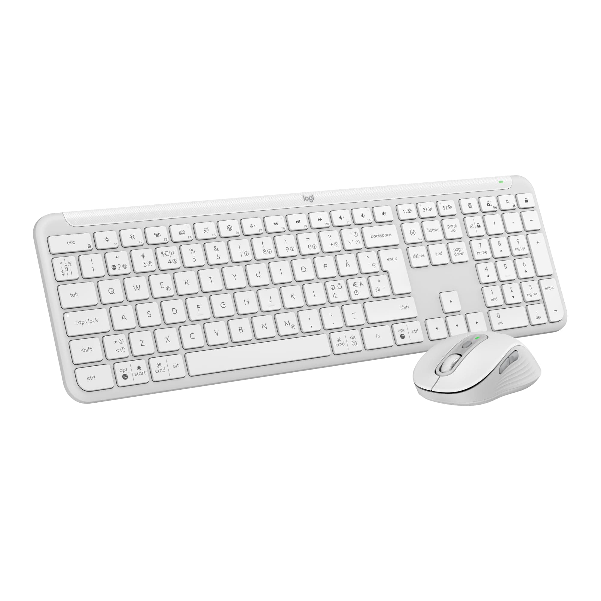 Комплект клавиатура и мишка Logitech Signature Slim Combo MK950, безжични, 4000dpi, Bluetooth, USB, бели