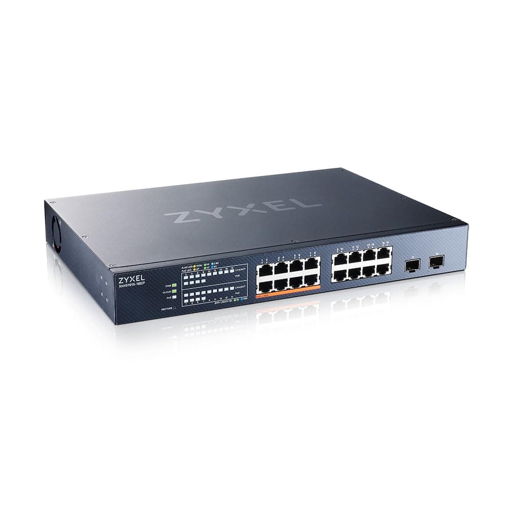 Суич ZyXEL XMG1915-18EP, 16-портов, 2x SFP, Gigabit, Управляем,, PoE