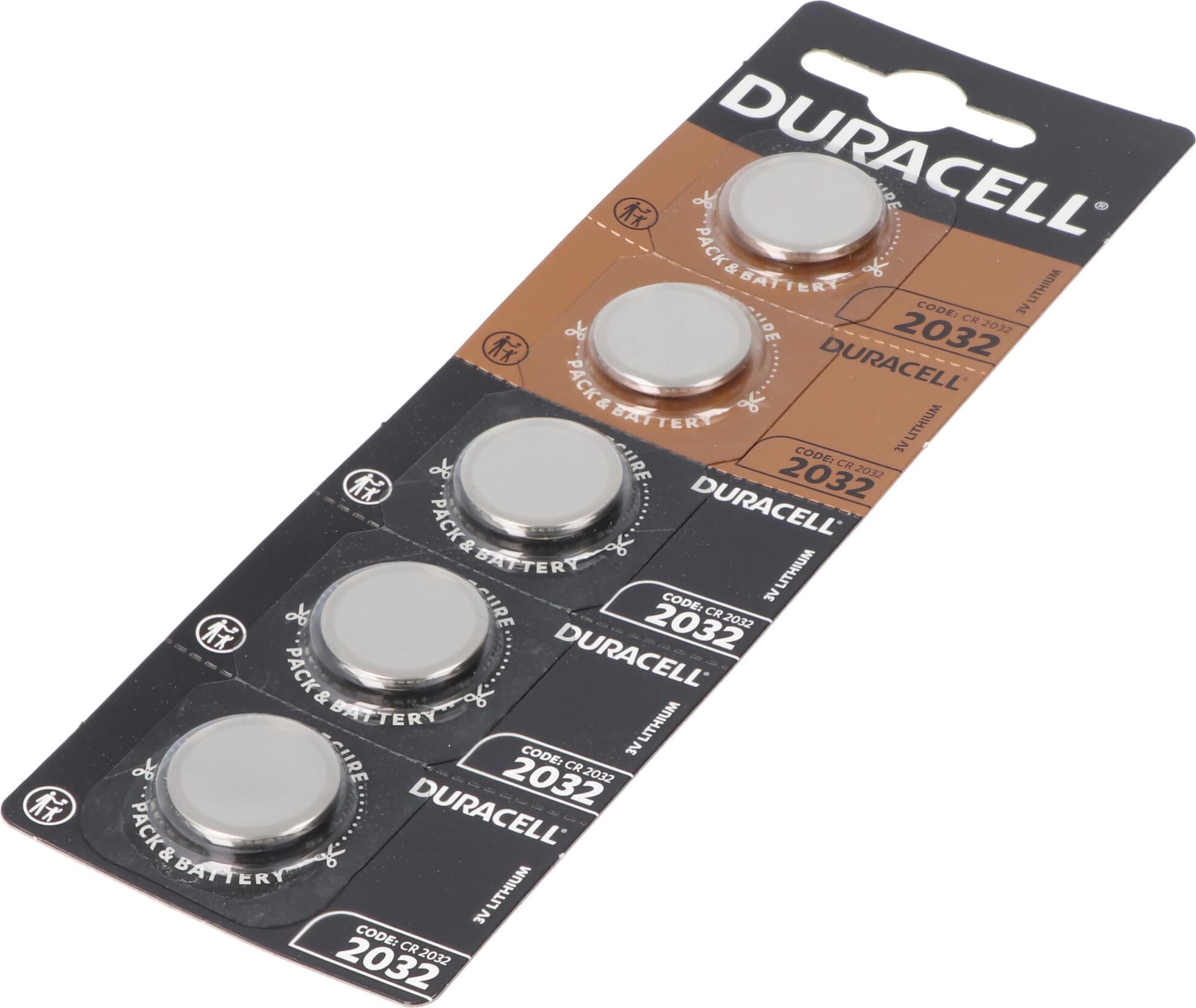 Бутонна батерия DURACELL CR2032, 3V, 5 бр. в блистер, Литиева, /цена за 1 батерия/