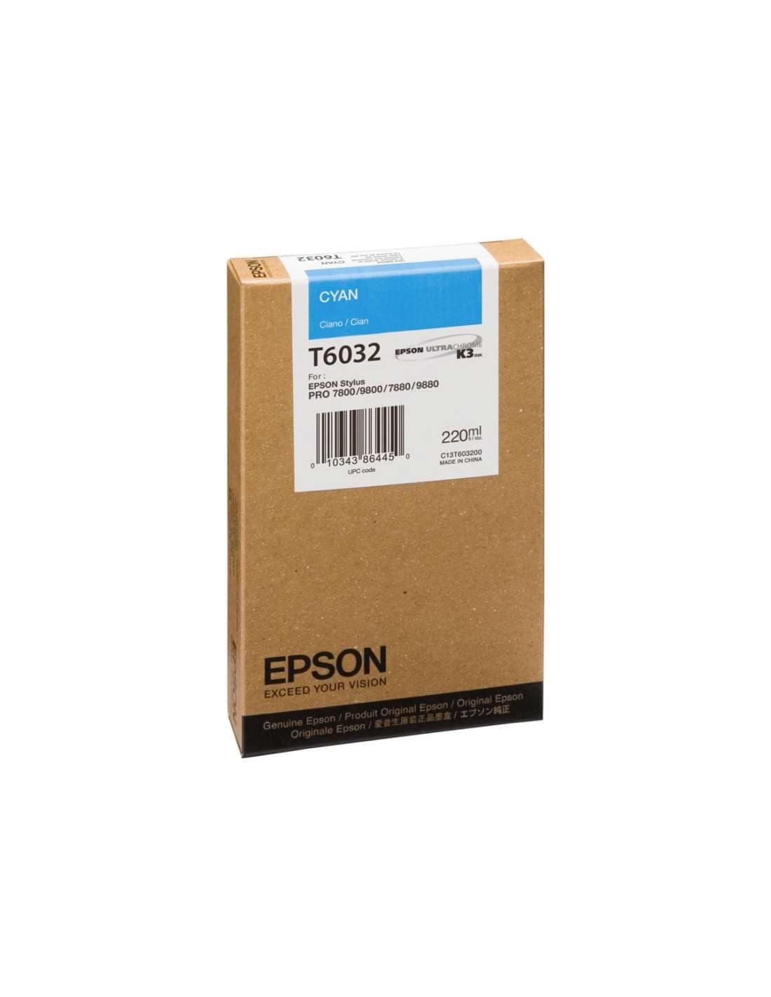 EPSON T6032 касета с мастило циан стандартен капацитет 220 ml 1 опаковка
