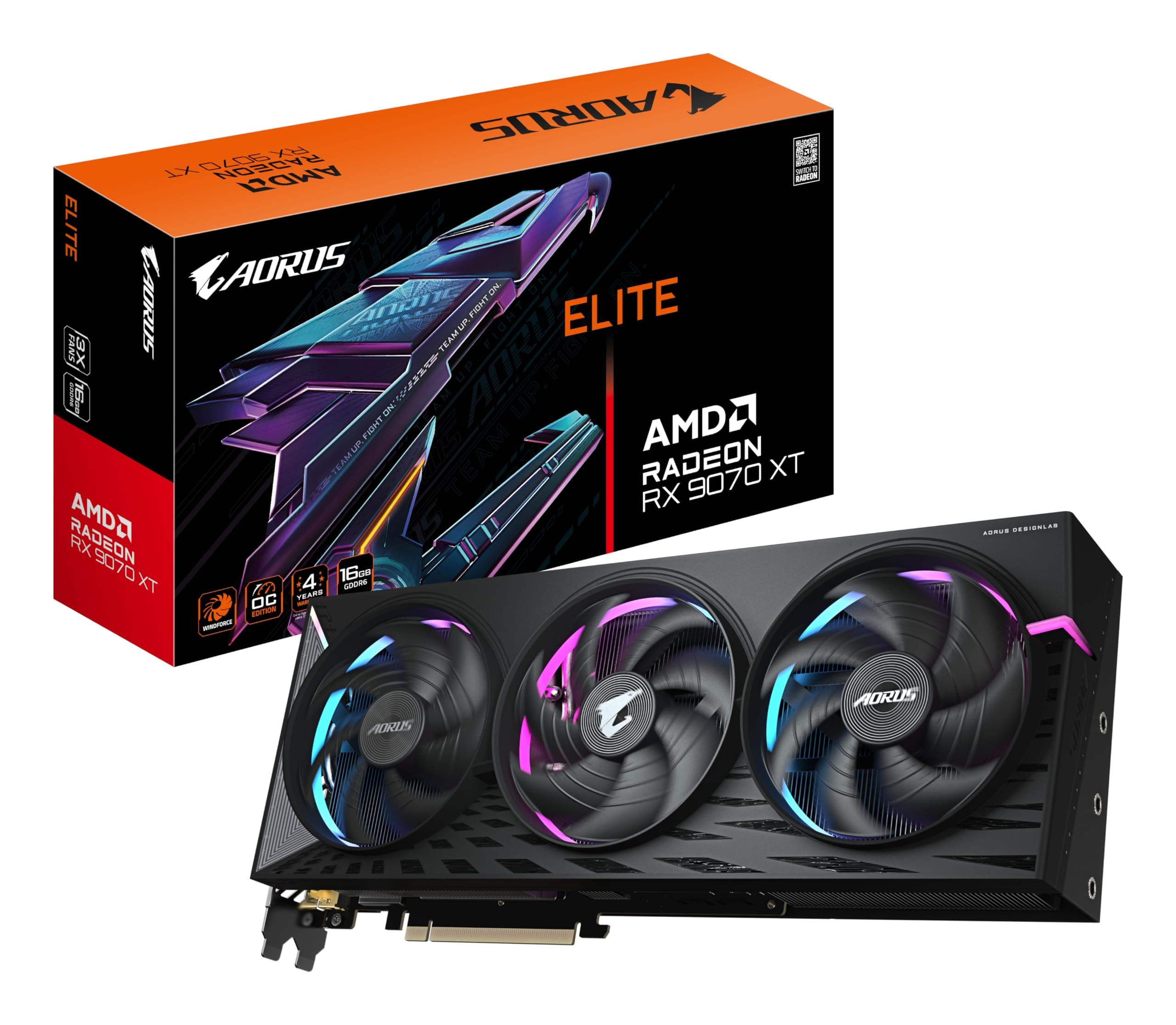 Видео карта GIGABYTE AORUS RADEON RX 9070 XT ELITE 16GB GDDR6