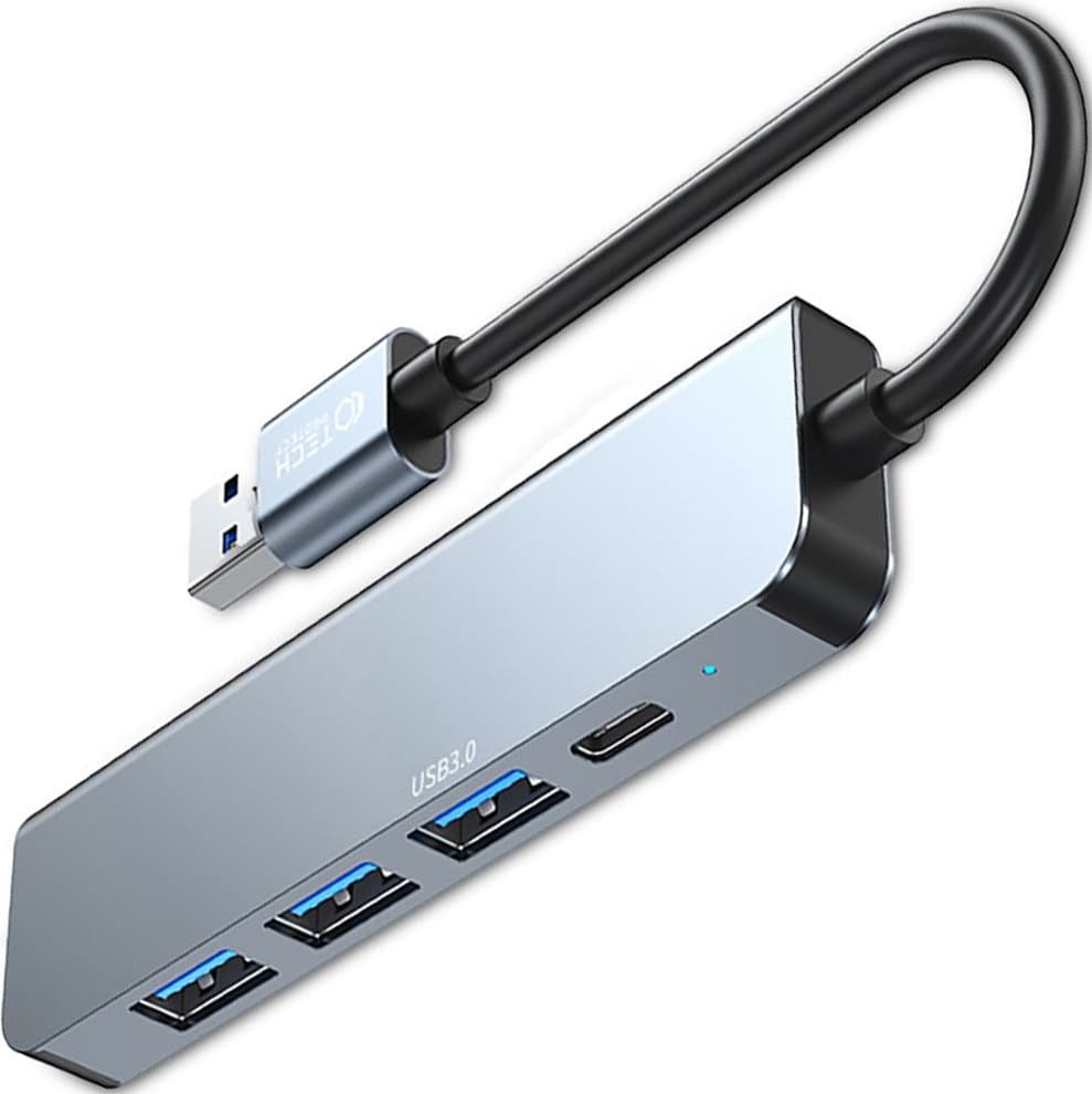 Tech-Protect USB-C Hub 5in1 v0 - USB-C хъб за свързване на допълнителна периферия за компютри и лаптопи с USB порт (тъмносив)