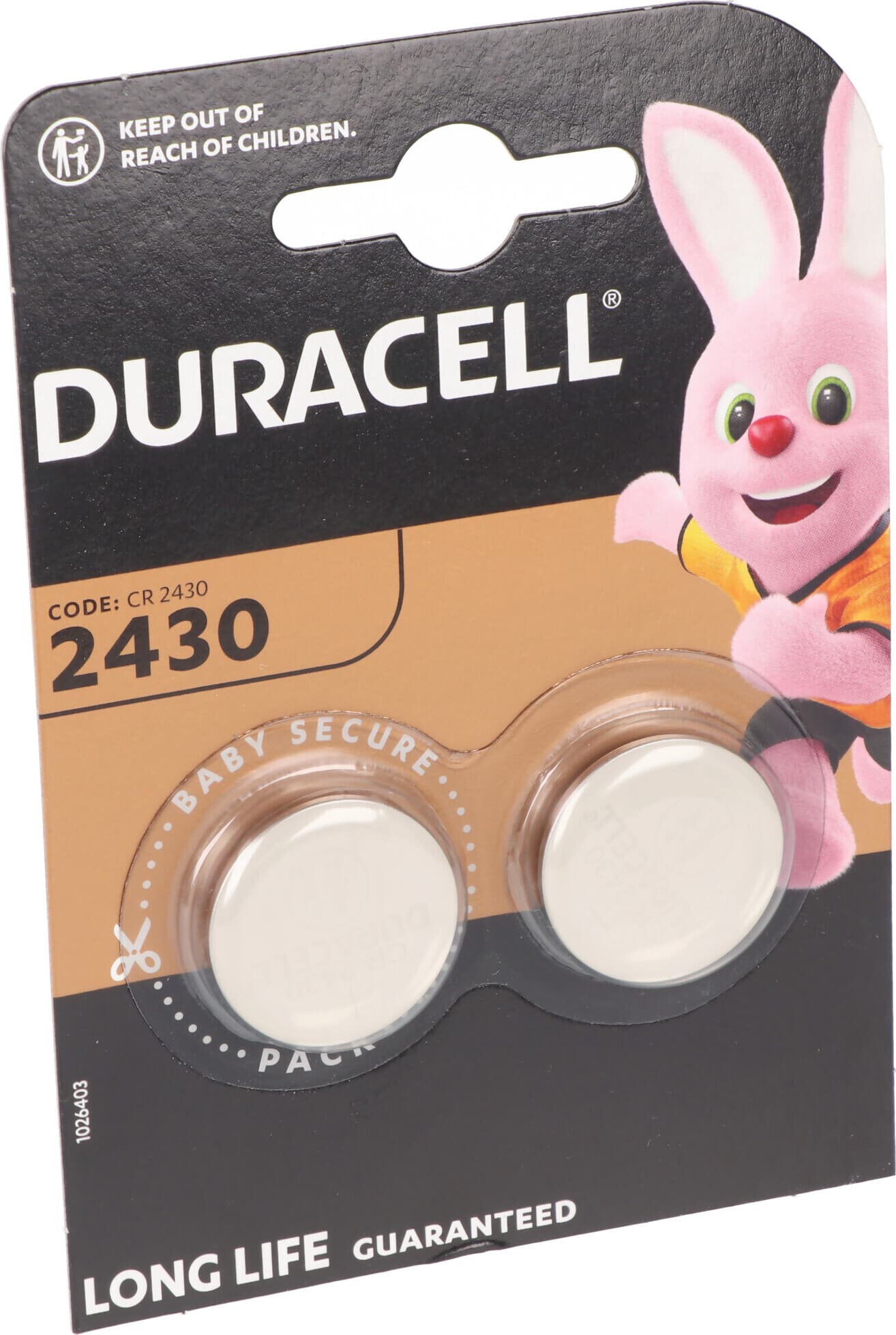 Бутонна батерия литиева DURACELL CR2430, 3V, 2 бр. в блистер, цена за 2 бр. батерии