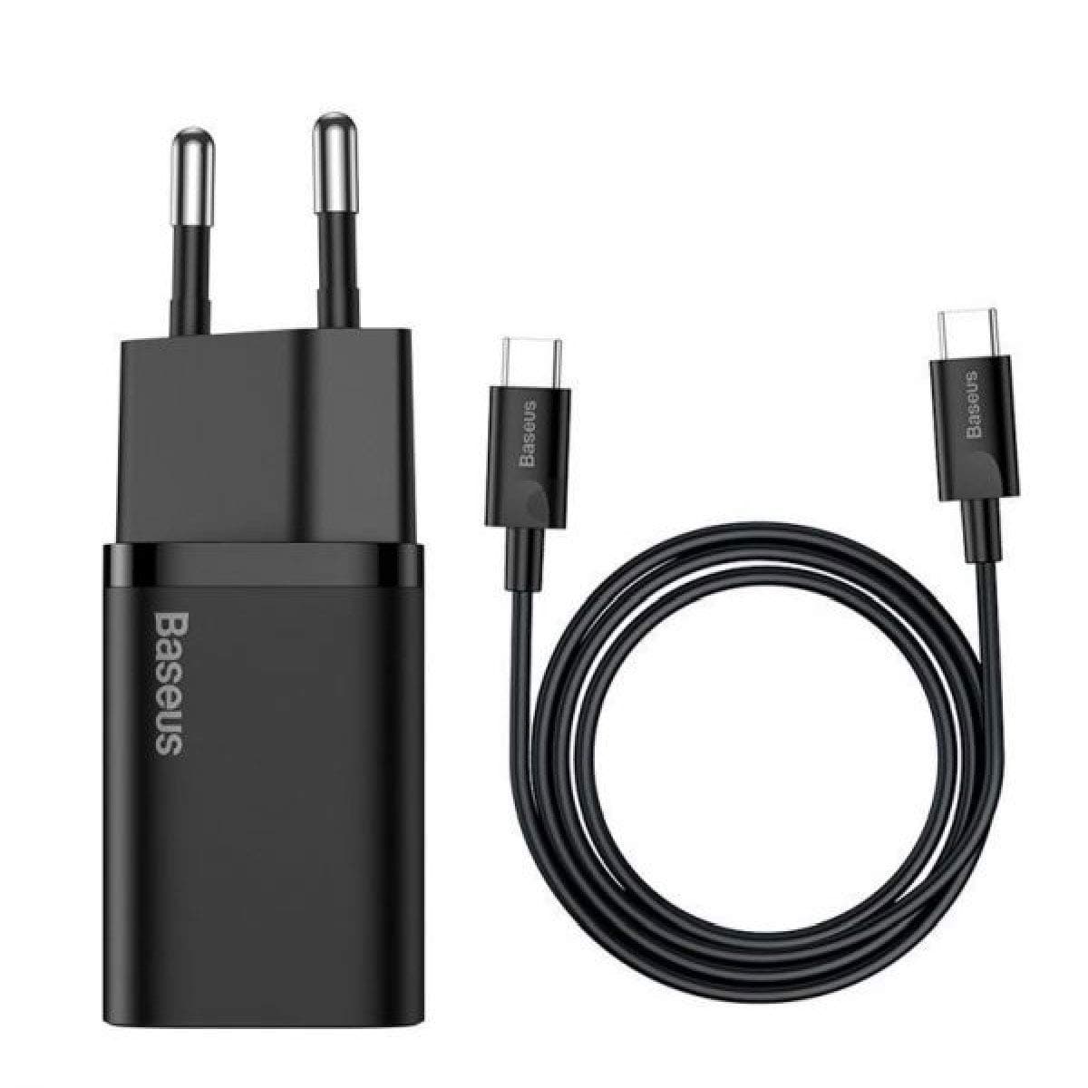 Зарядно устройство Baseus Super Si, от контакт към USB C(ж), 5V 3A, 9V 2.77A, 12V 2.1A, бързо зареждане, черно