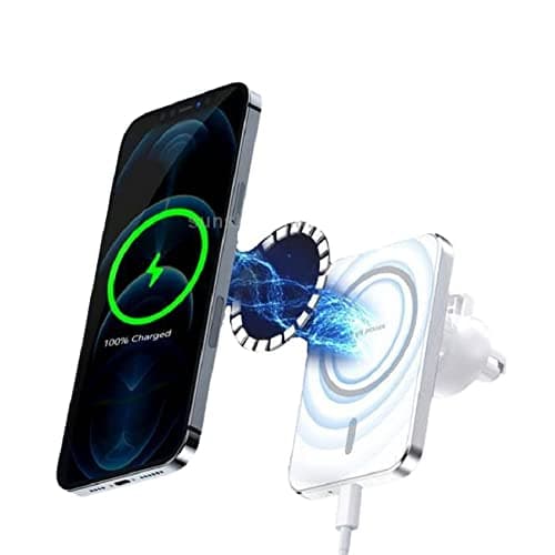 Поставка за радиатора на кола с безжично зареждане за iPhone с MagSafe - WK Design MagSafe Wireless Charger Car Mount 15W (бял)
