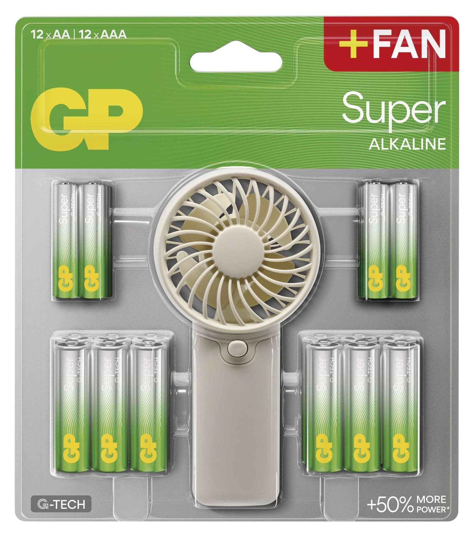 GP SUMMER PACK Алкални батерии Super AA x 12 бр. + Super AAA x 12 бр. + Fan/ Вентилатор/ GP BATTERIES