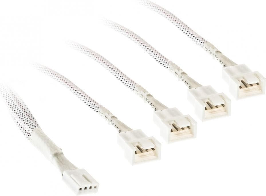 Кабел Kolink PWM 1-4 Сплитер - 35 cm, оплетен, Бял