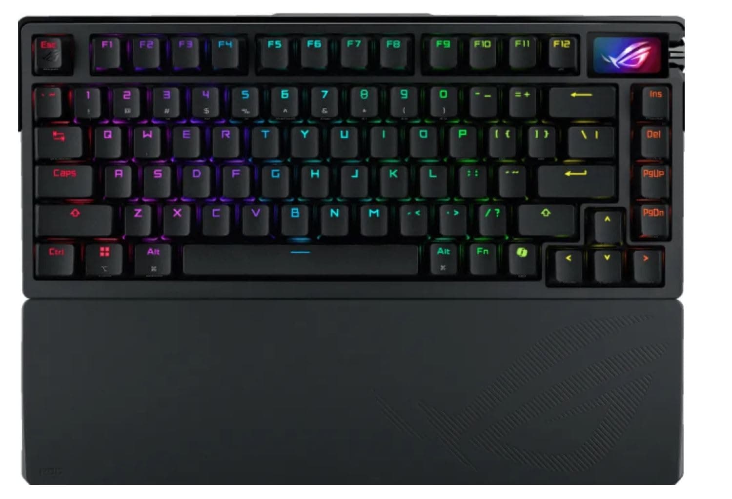 Клавиатура Asus ROG Azoth Extreme, жична/безжична, механична, ROG NX Snow/Strom суичове, гейминг, N-Key Rollover, OLED дисплей, подложка за китка, програмируеми макро бутони, Anti-Ghosting технология, RGB подсветка, черна, Bluetooth, USB