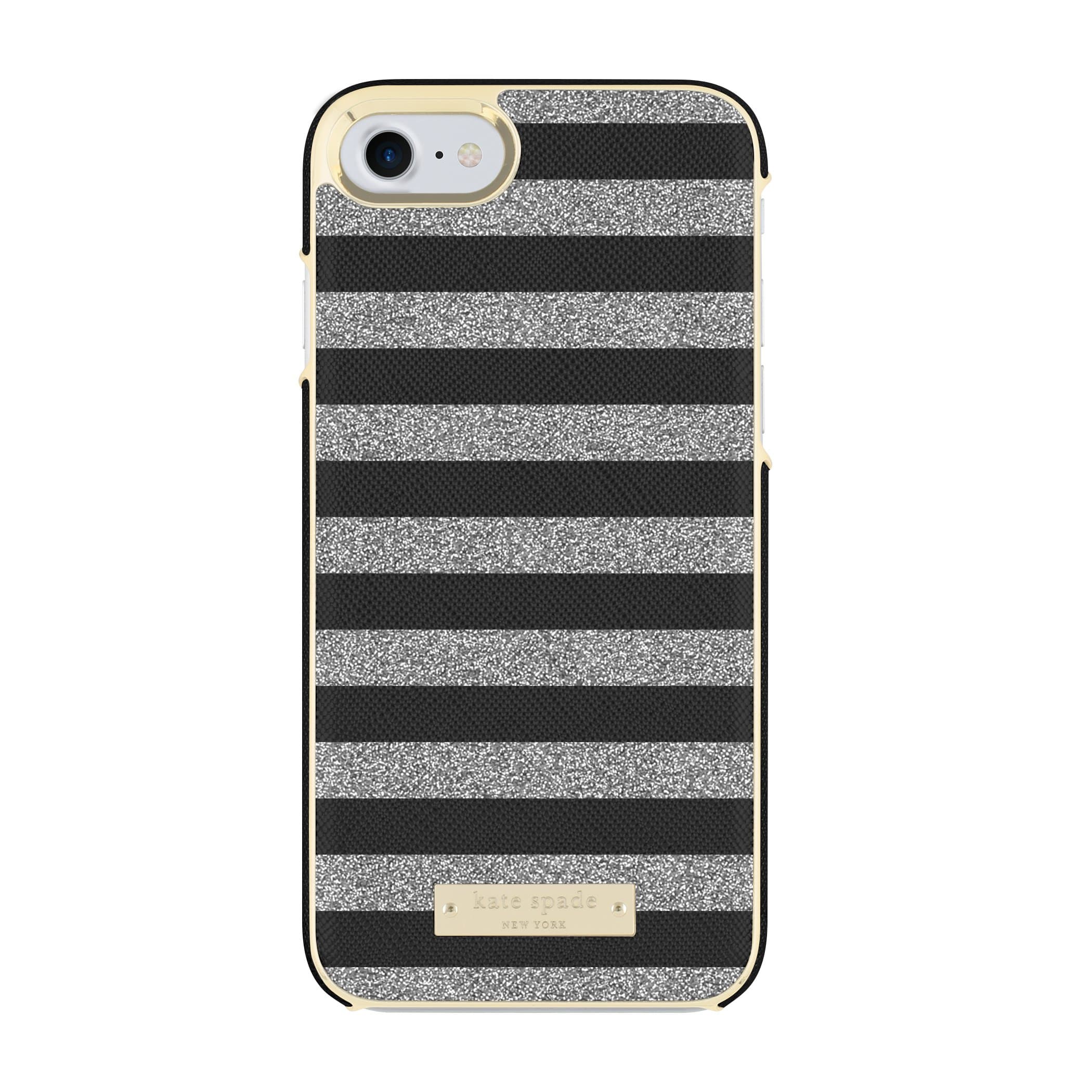 Удароустойчив хибриден кейс за iPhone SE (2022), iPhone SE (2020), iPhone 8, iPhone 7 - Kate Spade Wrap Glitter Stripe Case (черен)