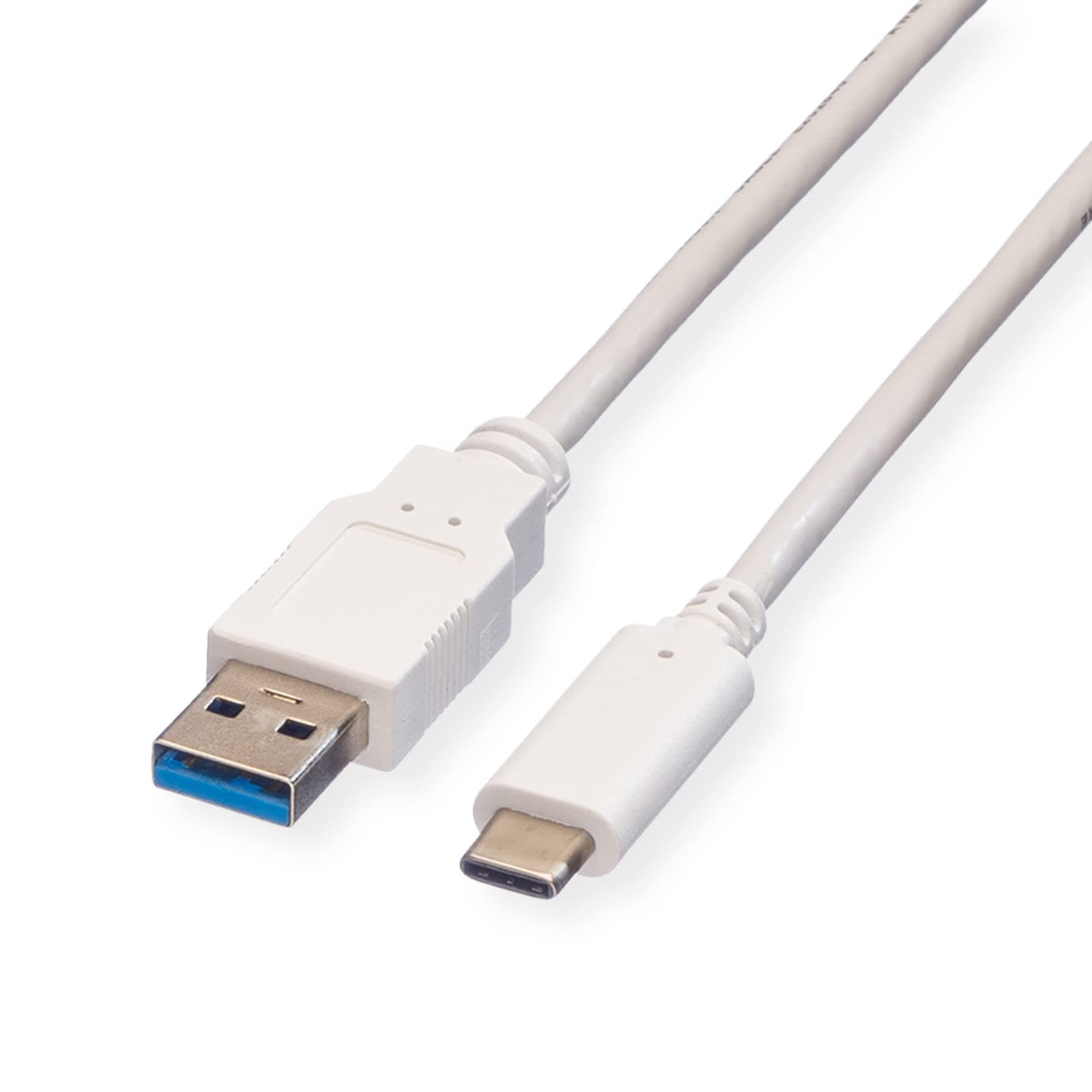 Кабел ROLINE 11.99.9010, USB A(м) към USB C(м), 0.5m, бял, 10 Gbit/s