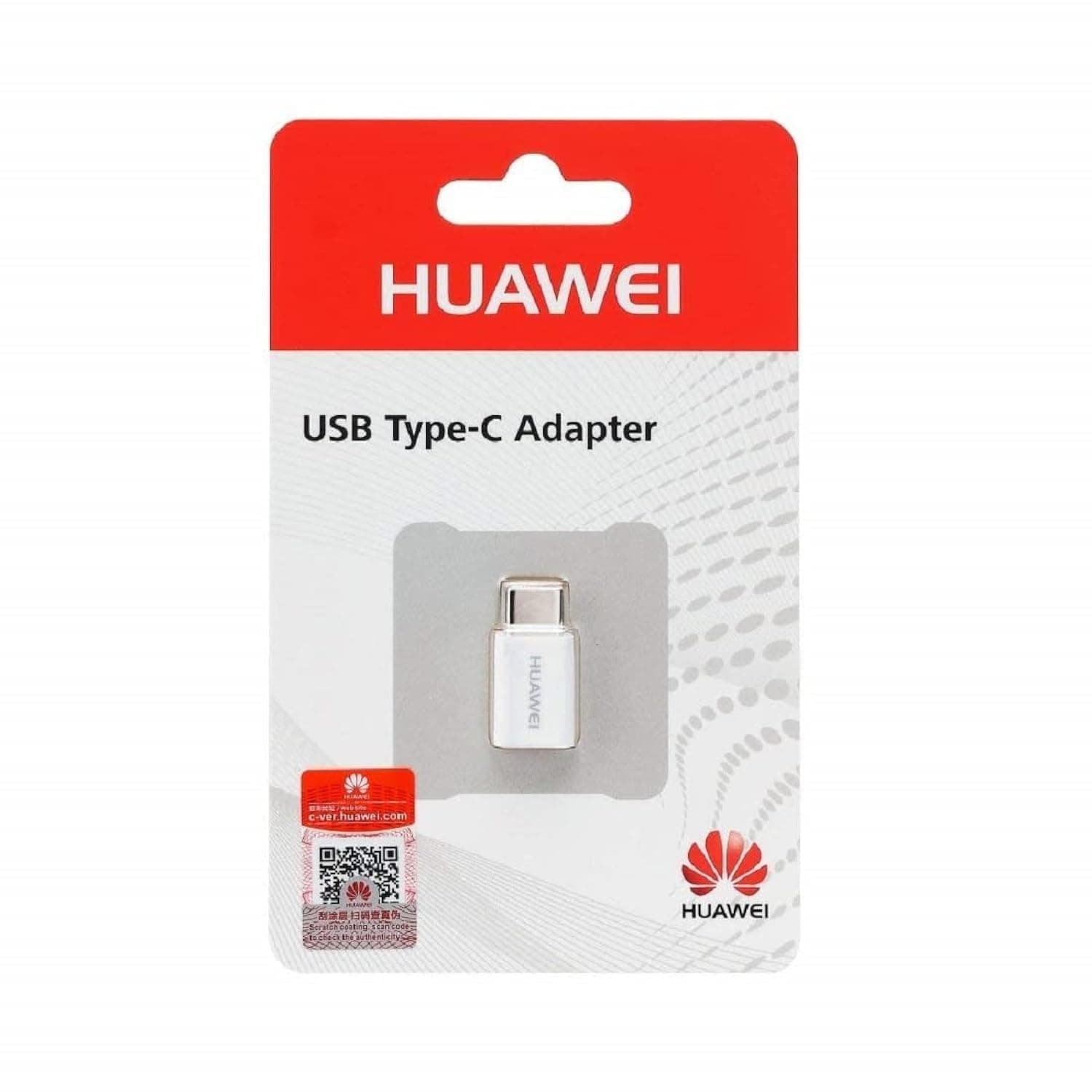 Преходник Huawei AP52, от USB-C(м) към microUSB(ж), бял