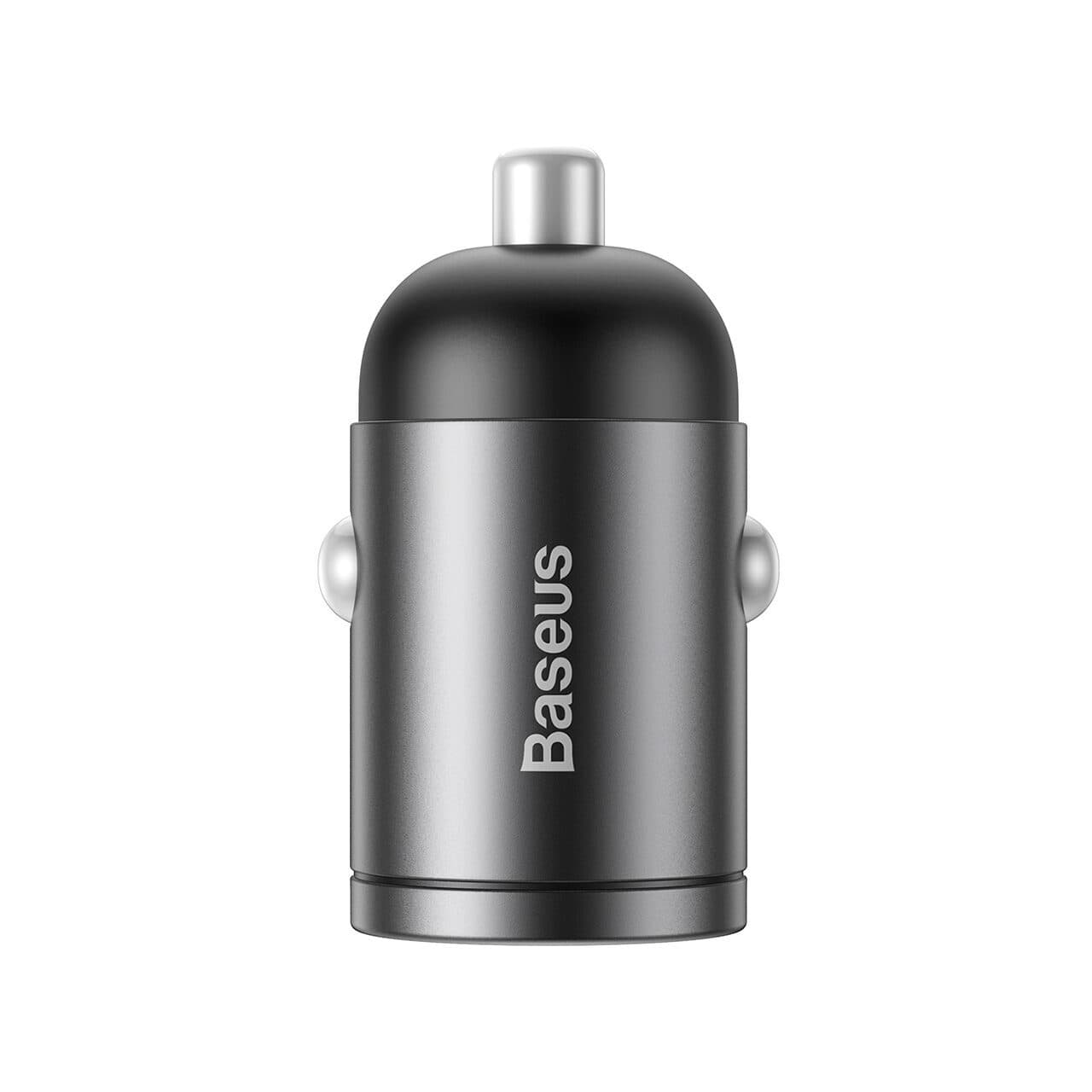 Зарядно за кола Baseus Tiny Star Mini, от автомобилна запалка към USB A(ж), 4.5V/5A; 5V/4.5A; 9V/3A; 12V/2.5V; 20V/1.5V, 30W, бързо зареждане, сиво