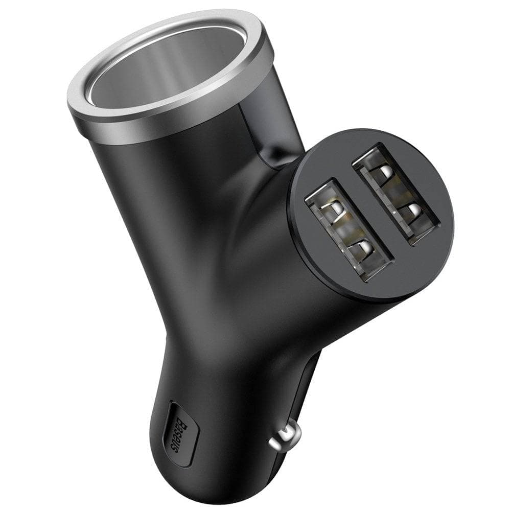 Зарядно за кола Baseus CCALL-YX01, от автомобилна запалка към 2x USB A(ж) / автомобилна запалка, 5V, 3.4A, черна