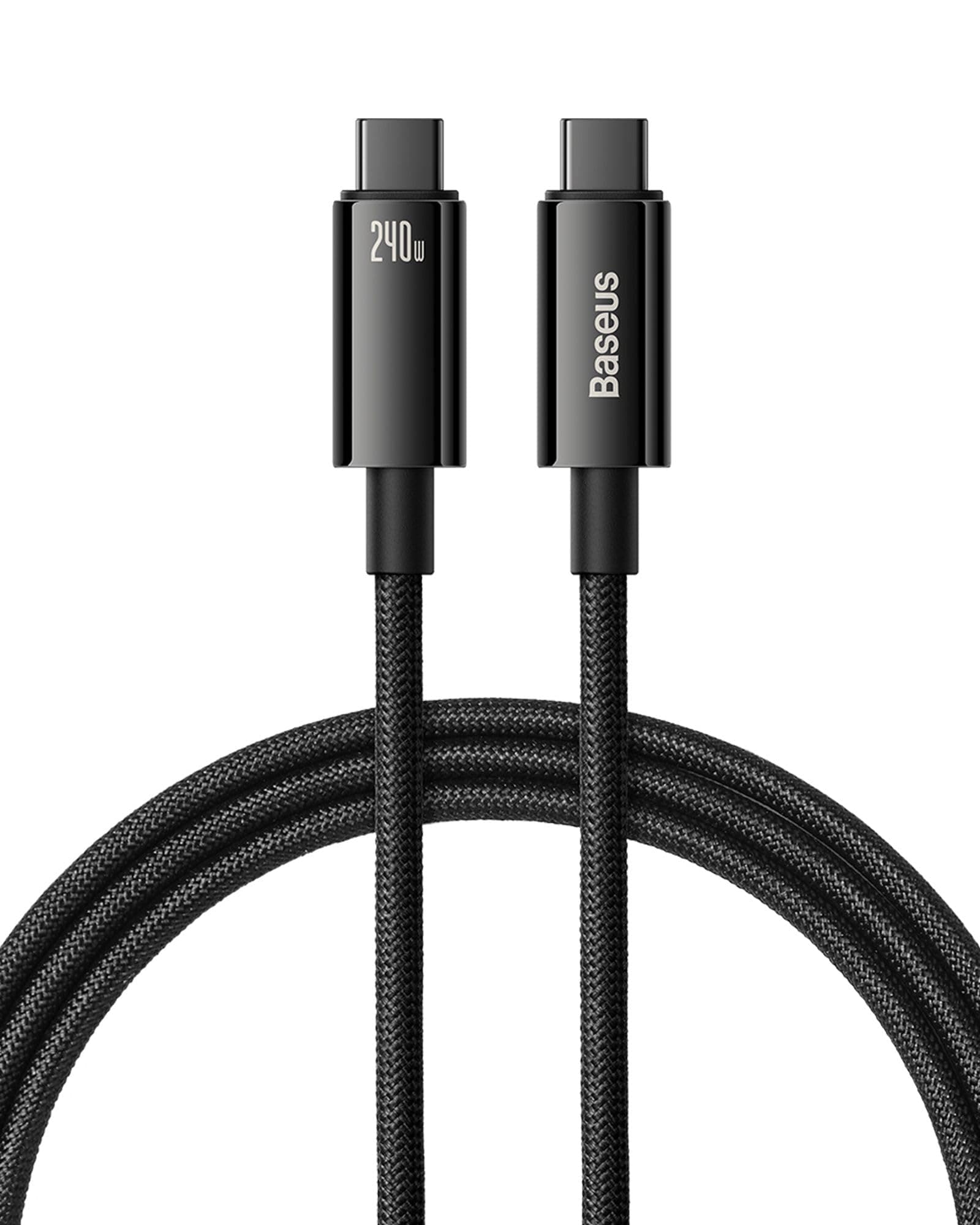 Кабел Baseus Tungsten Gold CAWJ040001, от USB-C(м) към USB-C(м), 1m, 240W, черен
