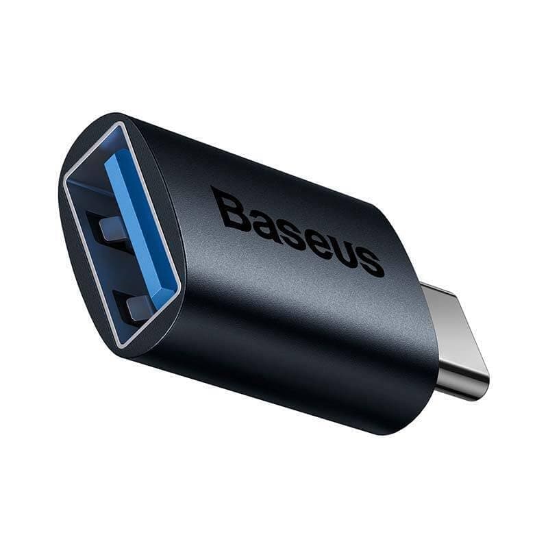 Преходник Baseus, от USB A (ж) към USB C (м), черен