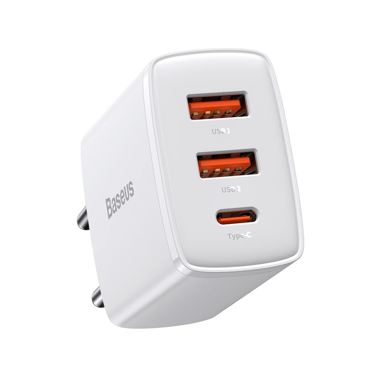 Зарядно устройство Baseus Compact Quick Wall Charger (CCXJ-E02), от контакт към 2x USB-A(ж)/ 1x USB-C(ж), 5-20V/1.5-3A, 30W, бяло