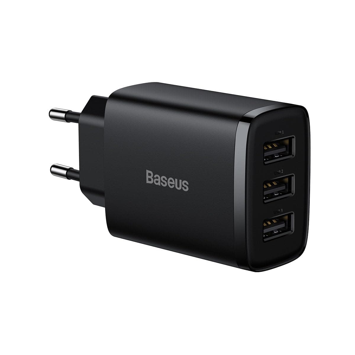 Зарядно устройство Baseus CCXJ020101, от контакт към 3x USB A(ж), 5V/2.4A, 17W, черно