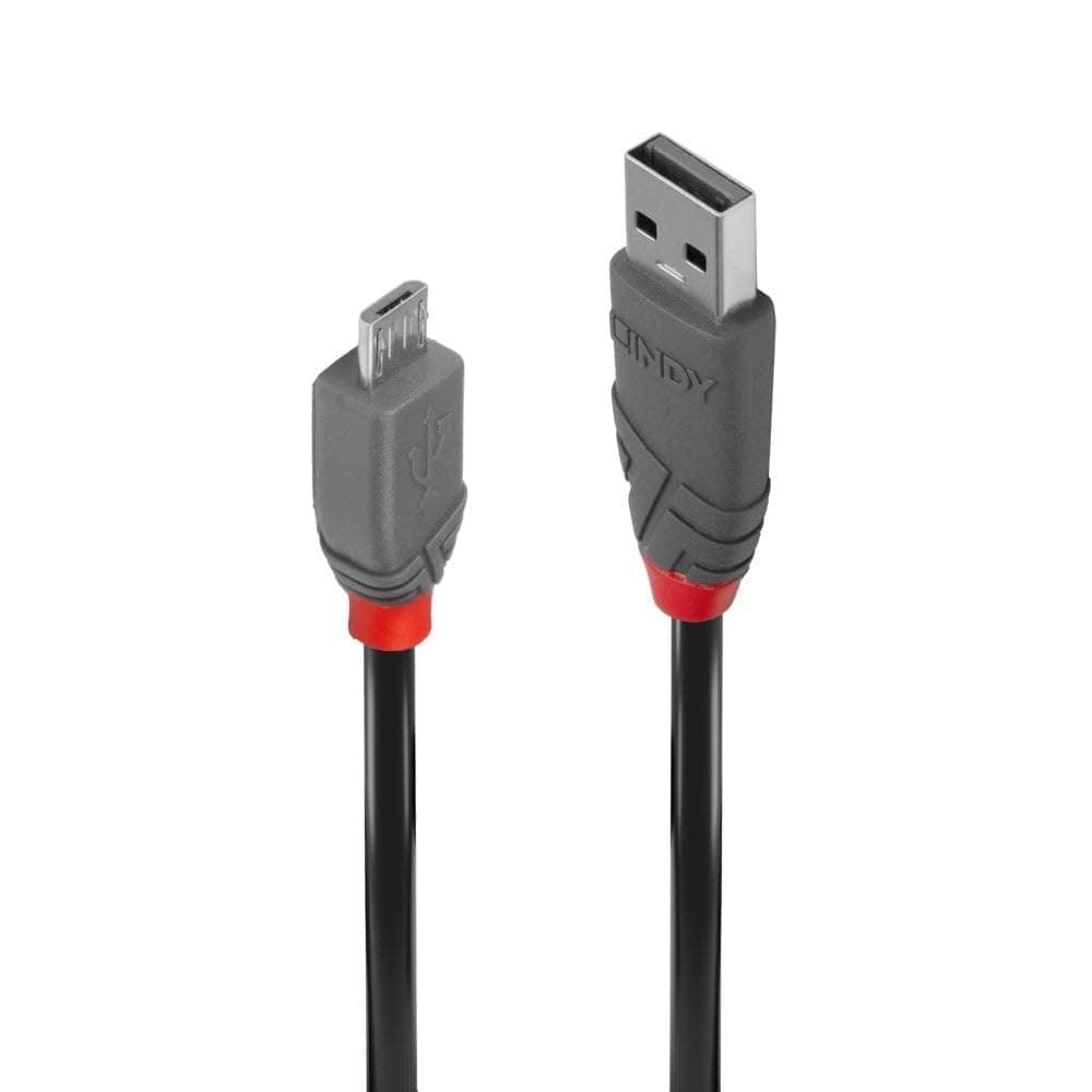 Кабел Lindy 36730, USB Type A(м) към USB Type Micro-B(м), 0.2m, черен